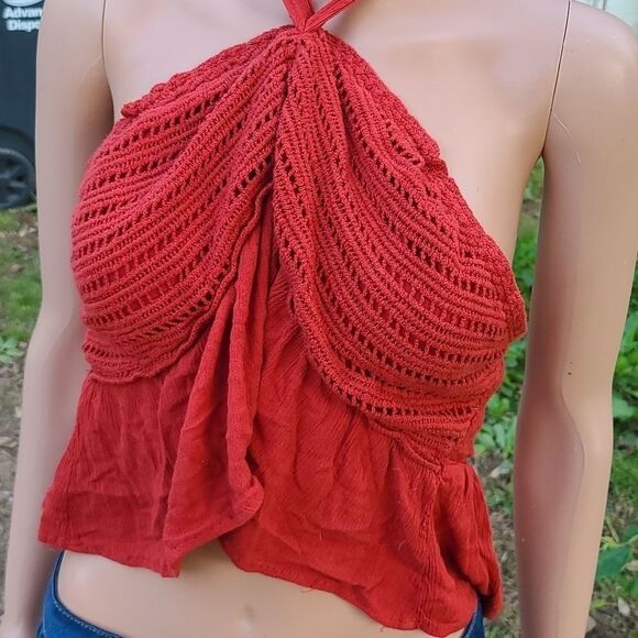 Rue21 orange crochet crop - Picture 2 of 8